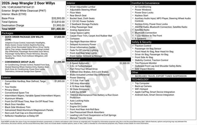 2026 Jeep Wrangler 2-Door Willys 4x4