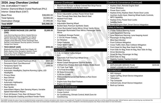 2026 Jeep Cherokee CHEROKEE LIMITED 4X4 2026 Jeep Cherokee CHEROKEE LIMITED 4X4