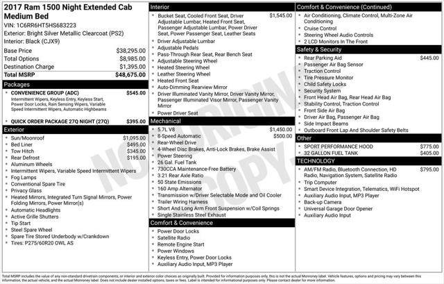 2017 RAM 1500 Night Quad Cab 4x2 64 Box 2017 RAM 1500 Night Quad Cab 4x2 64 Box