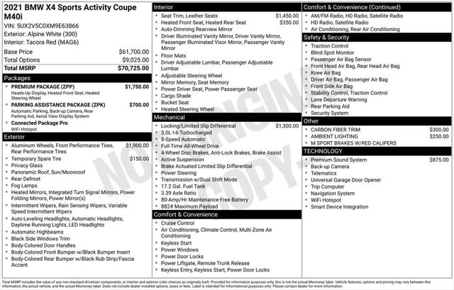 2021 BMW X4 M40i 2021 BMW X4 M40i