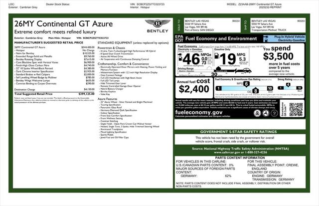 2026 Bentley Continental GT Azure