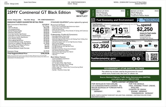 2025 Bentley Continental GT Black Edition