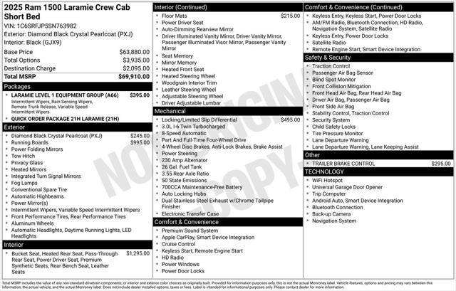 2025 RAM Ram 1500 RAM 1500 LARAMIE CREW CAB 4X4 57 BOX