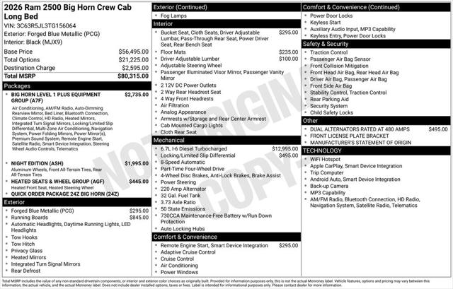 2026 RAM Ram 2500 RAM 2500 BIG HORN CREW CAB 4X4 8 BOX