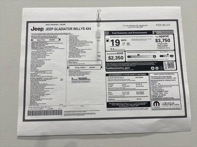 2023 Jeep Gladiator Willys 4x4 2023 Jeep Gladiator Willys 4x4