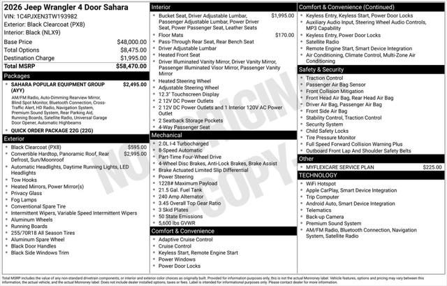 2026 Jeep Wrangler WRANGLER 4-DOOR SAHARA 2026 Jeep Wrangler WRANGLER 4-DOOR SAHARA