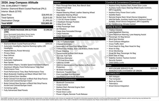 2026 Jeep Compass COMPASS LATITUDE ALTITUDE 4X4 2026 Jeep Compass COMPASS LATITUDE ALTITUDE 4X4
