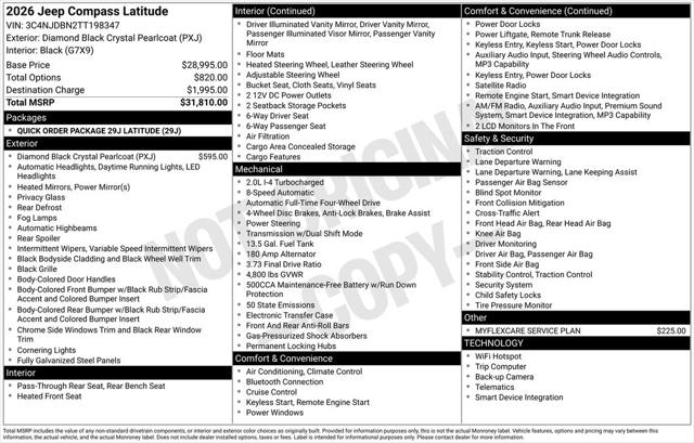 2026 Jeep Compass COMPASS LATITUDE ALTITUDE 4X4 2026 Jeep Compass COMPASS LATITUDE ALTITUDE 4X4