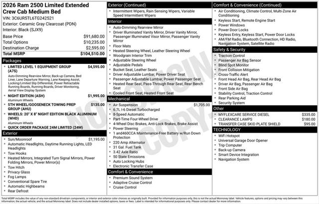 2026 RAM Ram 2500 RAM 2500 LIMITED MEGA CAB 4X4 64 BOX