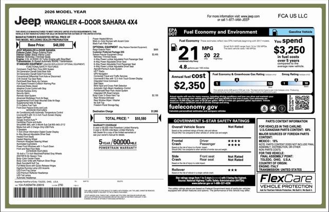 2026 Jeep Wrangler WRANGLER 4-DOOR SAHARA 2026 Jeep Wrangler WRANGLER 4-DOOR SAHARA