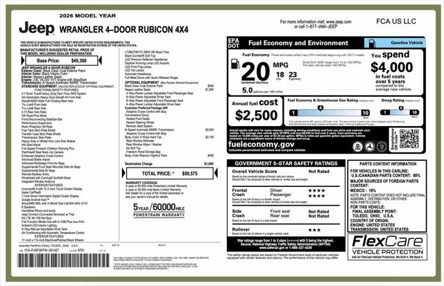 2026 Jeep Wrangler WRANGLER 4-DOOR RUBICON 2026 Jeep Wrangler WRANGLER 4-DOOR RUBICON