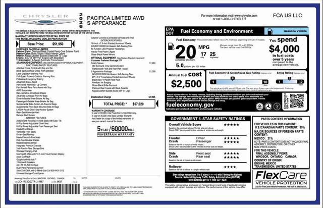 2026 Chrysler Pacifica PACIFICA LIMITED AWD 2026 Chrysler Pacifica PACIFICA LIMITED AWD