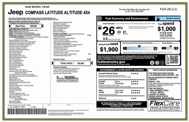 2026 Jeep Compass COMPASS LATITUDE ALTITUDE 4X4