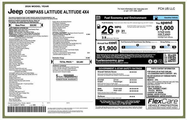 2026 Jeep Compass COMPASS LATITUDE ALTITUDE 4X4
