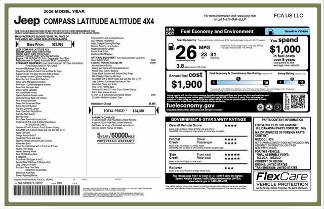 2026 Jeep Compass COMPASS LATITUDE ALTITUDE 4X4