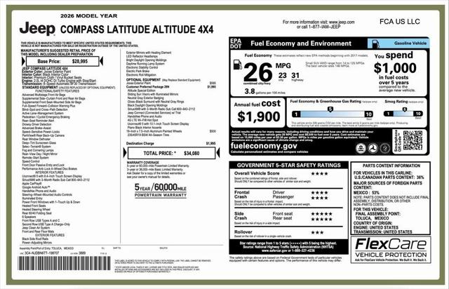 2026 Jeep Compass COMPASS LATITUDE ALTITUDE 4X4
