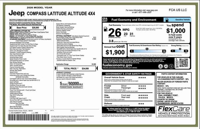 2026 Jeep Compass COMPASS LATITUDE ALTITUDE 4X4