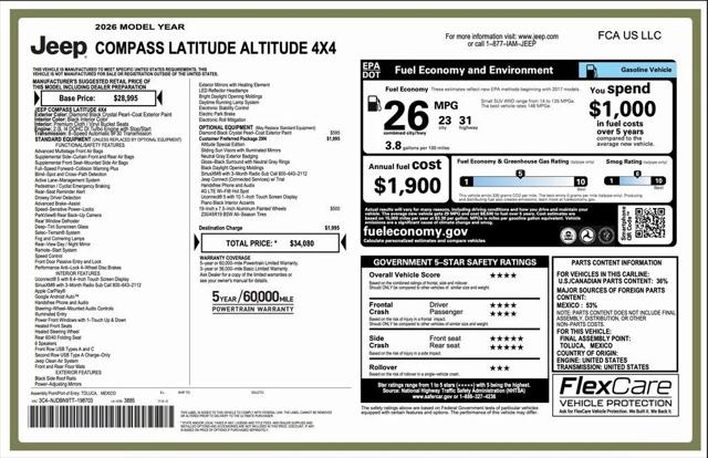 2026 Jeep Compass COMPASS LATITUDE ALTITUDE 4X4