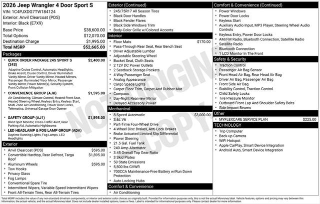 2026 Jeep Wrangler WRANGLER 4-DOOR SPORT S