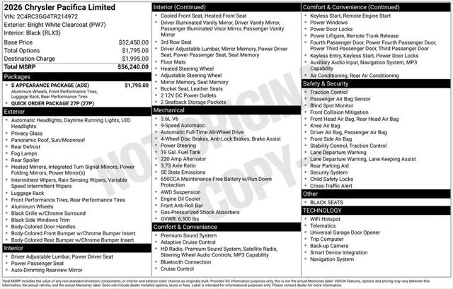 2026 Chrysler Pacifica PACIFICA LIMITED AWD