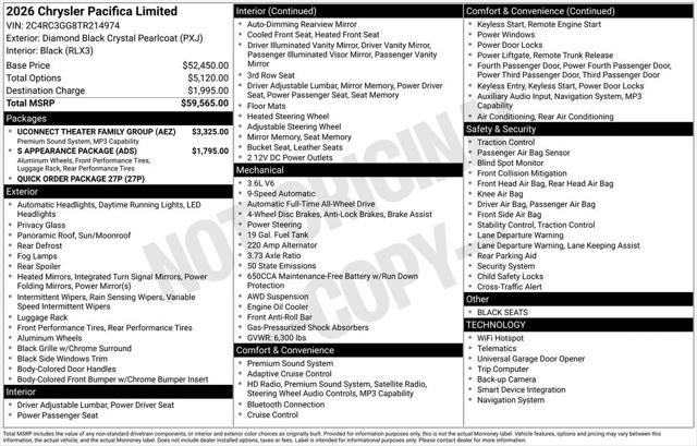 2026 Chrysler Pacifica PACIFICA LIMITED AWD