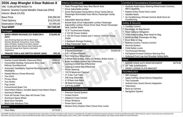 2026 Jeep Wrangler WRANGLER 4-DOOR RUBICON X