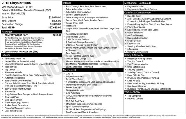 2016 Chrysler 200 S 2016 Chrysler 200 S