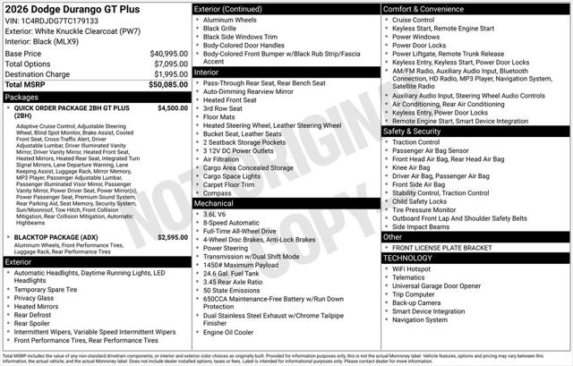 2026 Dodge Durango DURANGO GT PLUS AWD 2026 Dodge Durango DURANGO GT PLUS AWD