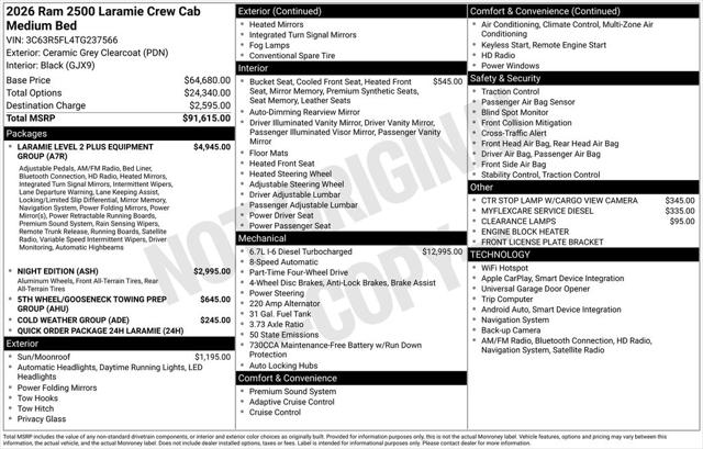2026 RAM Ram 2500 RAM 2500 LARAMIE CREW CAB 4X4 64 BOX 2026 RAM Ram 2500 RAM 2500 LARAMIE CREW CAB 4X4 64 BOX