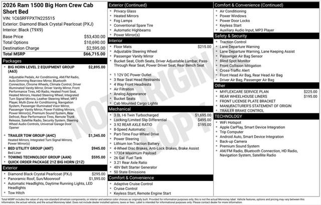 2026 RAM Ram 1500 RAM 1500 BIG HORN CREW CAB 4X4 57 BOX