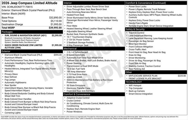 2026 Jeep Compass COMPASS LIMITED ALTITUDE 4X4 2026 Jeep Compass COMPASS LIMITED ALTITUDE 4X4