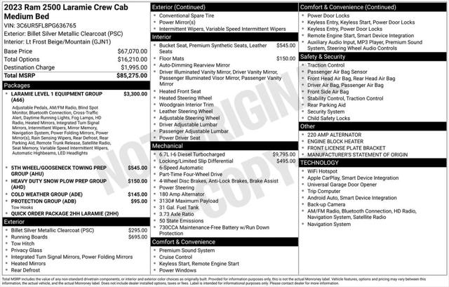 2023 RAM 2500 Laramie Crew Cab 4x4 64 Box 2023 RAM 2500 Laramie Crew Cab 4x4 64 Box