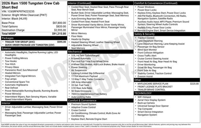 2026 RAM Ram 1500 RAM 1500 TUNGSTEN CREW CAB 4X4 2026 RAM Ram 1500 RAM 1500 TUNGSTEN CREW CAB 4X4