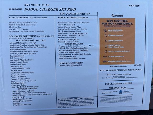 2022 Dodge Charger SXT RWD 2022 Dodge Charger SXT RWD