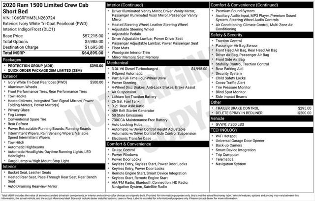 2020 RAM 1500 Limited Crew Cab 4x4 57 Box 2020 RAM 1500 Limited Crew Cab 4x4 57 Box