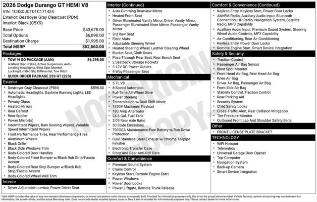 2026 Dodge Durango DURANGO GT AWD HEMI V8