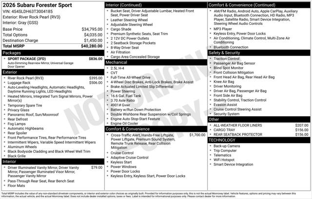 2026 Subaru Forester Sport
