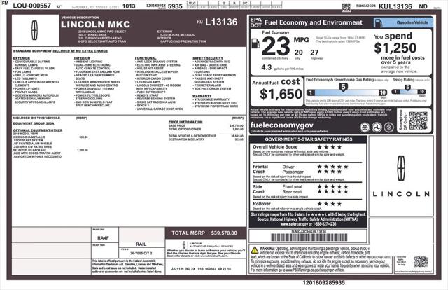 2019 Lincoln Mkc Select 2019 Lincoln Mkc Select