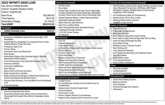 2022 INFINITI QX60 LUXE 2022 INFINITI QX60 LUXE