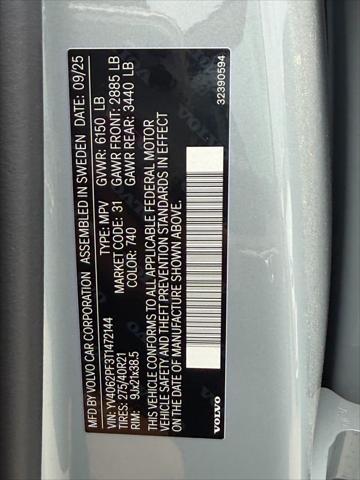 2026 Volvo XC90 Ultra, B6 AWD Gas mild hybrid, Gasoline, Bright, 7 Seats