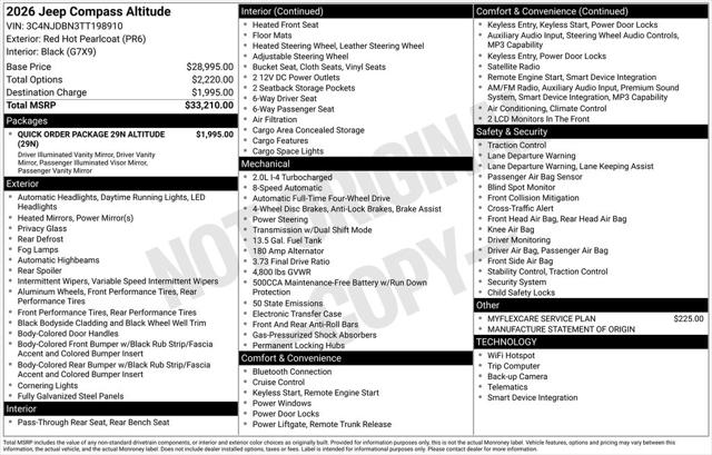 2026 Jeep Compass COMPASS LATITUDE ALTITUDE 4X4 2026 Jeep Compass COMPASS LATITUDE ALTITUDE 4X4