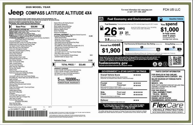 2026 Jeep Compass COMPASS LATITUDE ALTITUDE 4X4