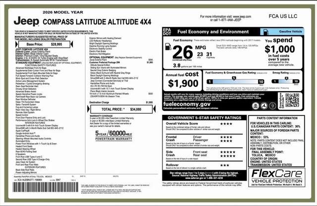 2026 Jeep Compass COMPASS LATITUDE ALTITUDE 4X4