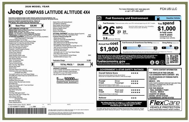 2026 Jeep Compass COMPASS LATITUDE ALTITUDE 4X4