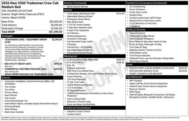 2026 RAM Ram 2500 RAM 2500 TRADESMAN CREW CAB 4X4 64 BOX 2026 RAM Ram 2500 RAM 2500 TRADESMAN CREW CAB 4X4 64 BOX