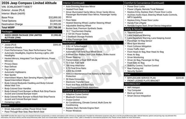 2026 Jeep Compass COMPASS LIMITED ALTITUDE 4X4 2026 Jeep Compass COMPASS LIMITED ALTITUDE 4X4