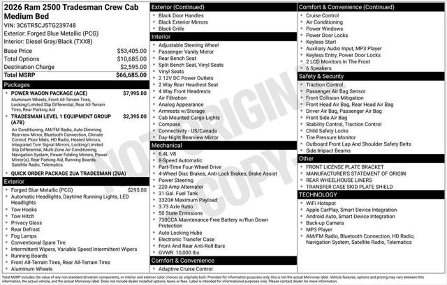 2026 RAM 2500 RAM 2500 TRADESMAN CREW CAB 4X4 64 BOX 2026 RAM 2500 RAM 2500 TRADESMAN CREW CAB 4X4 64 BOX