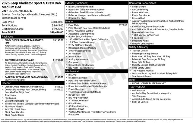 2026 Jeep Gladiator GLADIATOR SPORT S 4X4