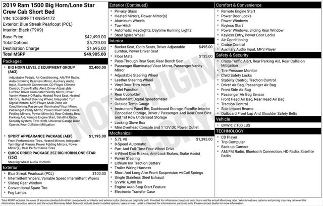 2019 RAM 1500 Big Horn/Lone Star Crew Cab 4x4 57 Box