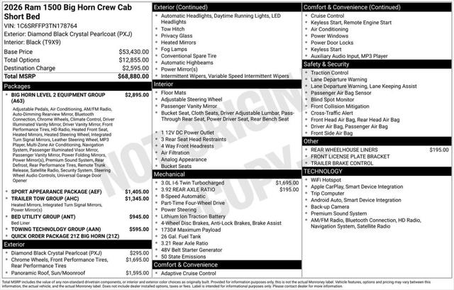 2026 RAM Ram 1500 RAM 1500 BIG HORN CREW CAB 4X4 57 BOX